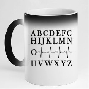 Nurse Pqrst Abcs Ekg Stripe Alphabet Funny Great Gift 11oz Black Color Changing Mug