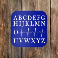 Nurse Pqrst Abcs Ekg Stripe Alphabet Funny Great Gift Coaster