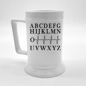 Nurse Pqrst Abcs Ekg Stripe Alphabet Funny Great Gift Beer Stein