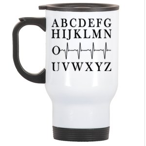 Nurse Pqrst Abcs Ekg Stripe Alphabet Funny Great Gift Stainless Steel Travel Mug