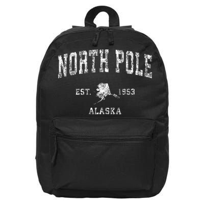 North Pole Alaska Ak Vintage Athletic Sports Design 16 in Basic Backpack