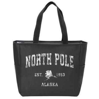 North Pole Alaska Ak Vintage Athletic Sports Design Zip Tote Bag