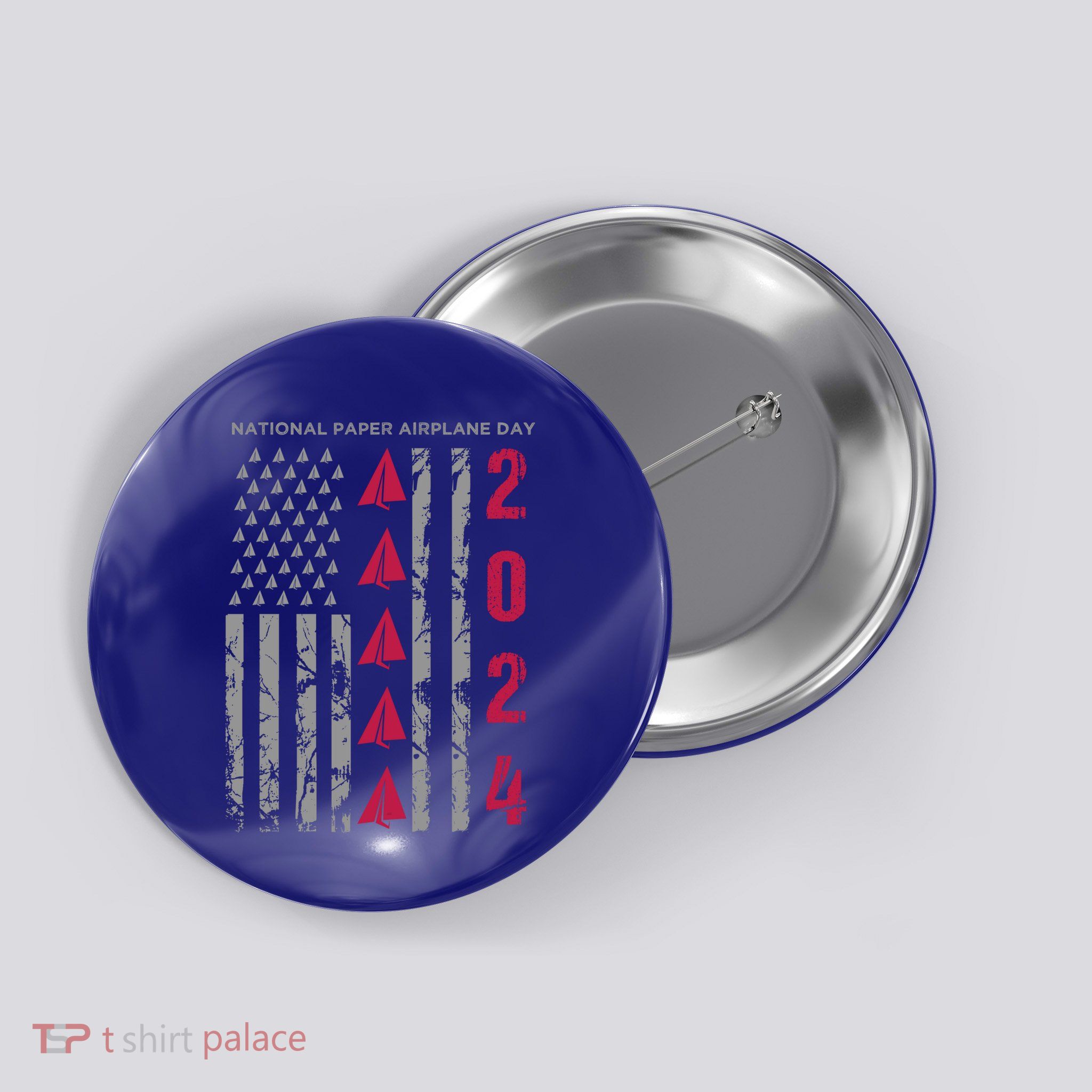 National Paper Airplane Day And 4th Of July Pilot Gift Button