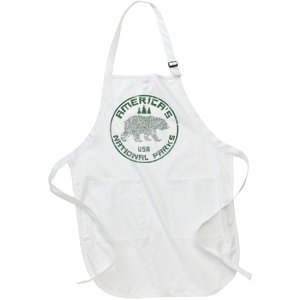 National Parks Bear Hiking Travel Camping Outdoors Retro Usa Full-Length Apron With Pockets