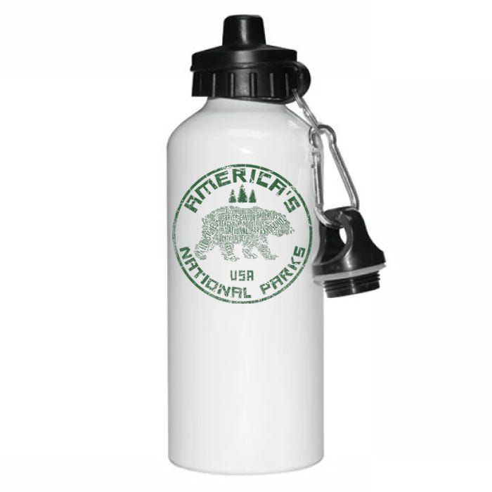 National Parks Bear Hiking Travel Camping Outdoors Retro Usa Aluminum Water Bottle