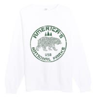 National Parks Bear Hiking Travel Camping Outdoors Retro Usa Premium Crewneck Sweatshirt