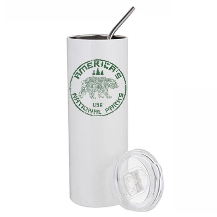 National Parks Bear Hiking Travel Camping Outdoors Retro Usa Stainless Steel Tumbler