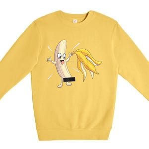 Naked Peeled Banana Striptease Censored Funny Adult Premium Crewneck Sweatshirt