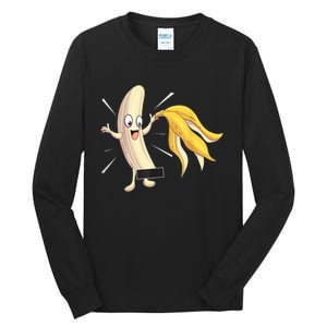 Naked Peeled Banana Striptease Censored Funny Adult Tall Long Sleeve T-Shirt