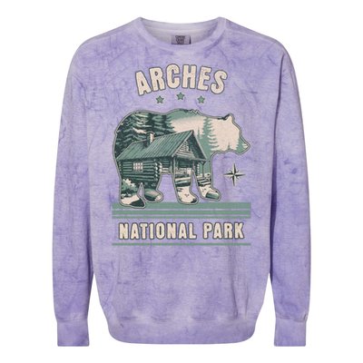 National Park Bear Cabin Vacation Souvenir Colorblast Crewneck Sweatshirt