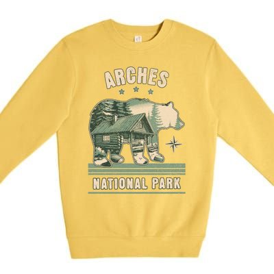 National Park Bear Cabin Vacation Souvenir Premium Crewneck Sweatshirt