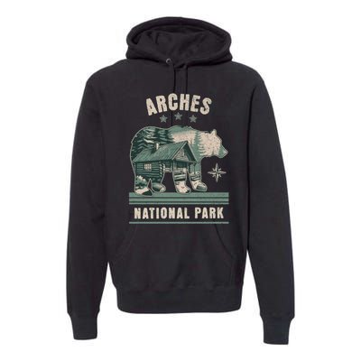 National Park Bear Cabin Vacation Souvenir Premium Hoodie