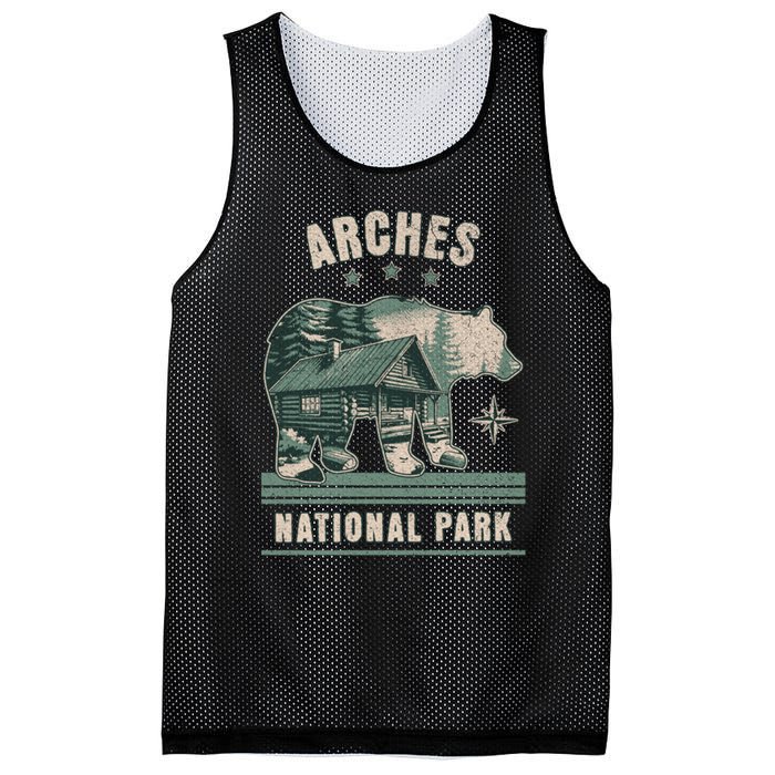 National Park Bear Cabin Vacation Souvenir Mesh Reversible Basketball Jersey Tank