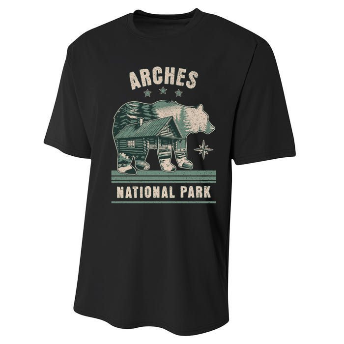 National Park Bear Cabin Vacation Souvenir Performance Sprint T-Shirt