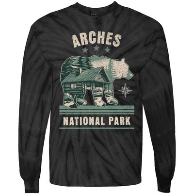 National Park Bear Cabin Vacation Souvenir Tie-Dye Long Sleeve Shirt