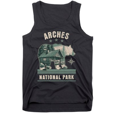 National Park Bear Cabin Vacation Souvenir Tank Top