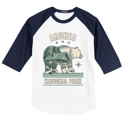 National Park Bear Cabin Vacation Souvenir Baseball Sleeve Shirt