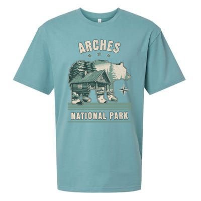 National Park Bear Cabin Vacation Souvenir Sueded Cloud Jersey T-Shirt