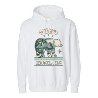 National Park Bear Cabin Vacation Souvenir Garment-Dyed Fleece Hoodie