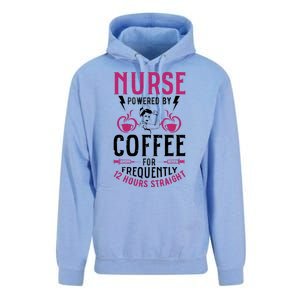 Nurse Powered By Coffee For Frequently 12 Hours Straight Unisex Surf Hoodie