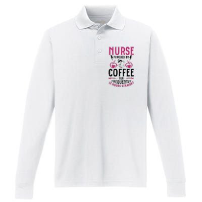 Nurse Powered By Coffee For Frequently 12 Hours Straight Performance Long Sleeve Polo