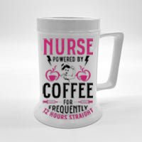 Nurse Powered By Coffee For Frequently 12 Hours Straight Beer Stein