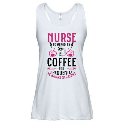 Nurse Powered By Coffee For Frequently 12 Hours Straight Ladies Essential Flowy Tank