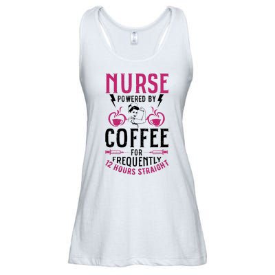 Nurse Powered By Coffee For Frequently 12 Hours Straight Ladies Essential Flowy Tank