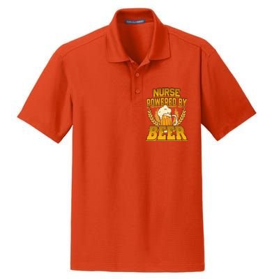 Nurse Powered By Beer Nursing Humor Gift Dry Zone Grid Polo