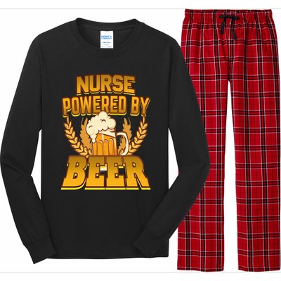 Nurse Powered By Beer Nursing Humor Gift Long Sleeve Pajama Set