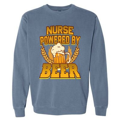 Nurse Powered By Beer Nursing Humor Gift Garment-Dyed Sweatshirt