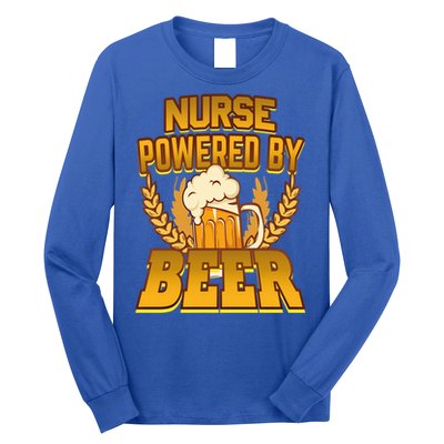 Nurse Powered By Beer Nursing Humor Gift Long Sleeve Shirt