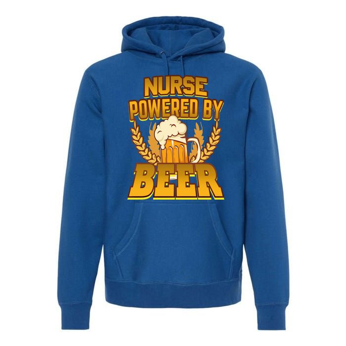 Nurse Powered By Beer Nursing Humor Gift Premium Hoodie