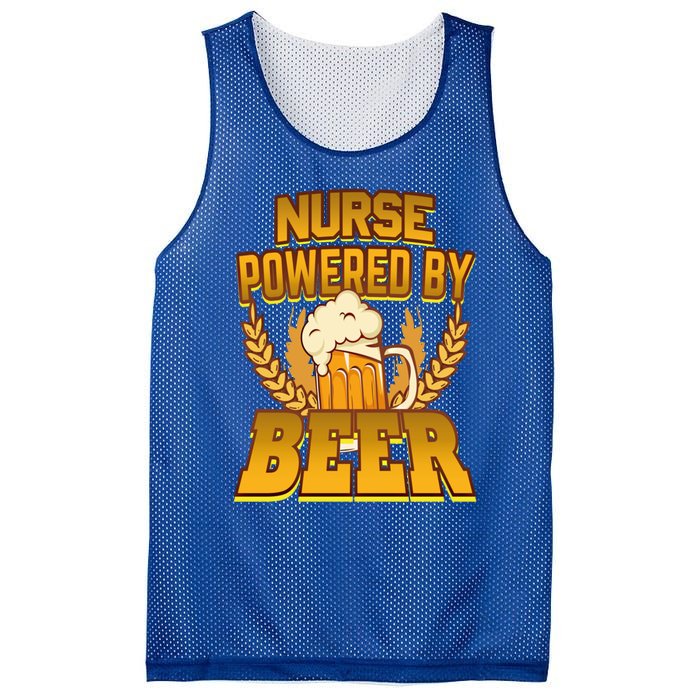 Nurse Powered By Beer Nursing Humor Gift Mesh Reversible Basketball Jersey Tank