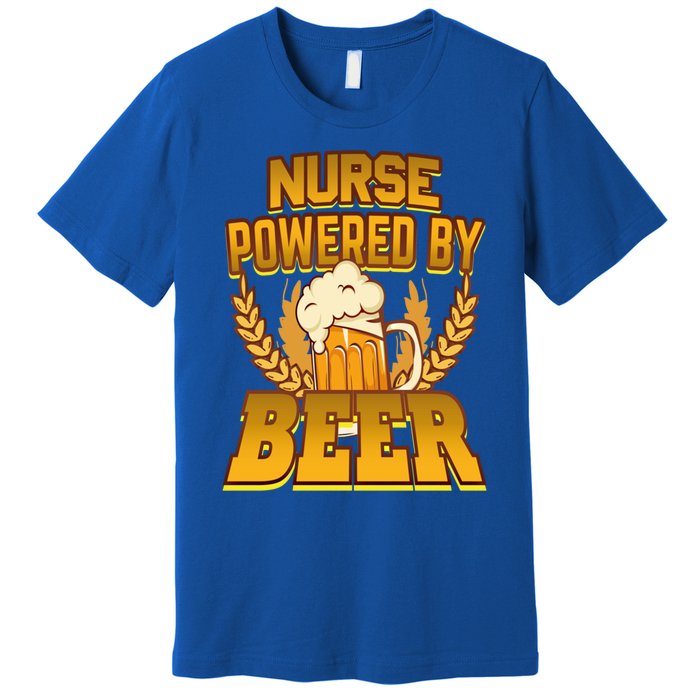 Nurse Powered By Beer Nursing Humor Gift Premium T-Shirt