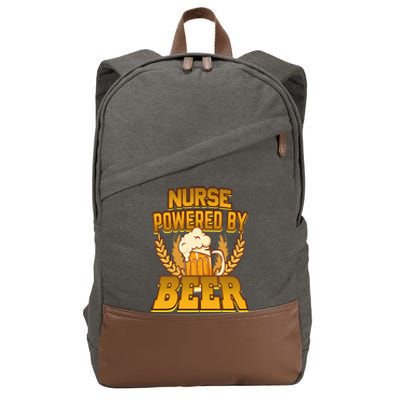 Nurse Powered By Beer Nursing Humor Gift Cotton Canvas Backpack