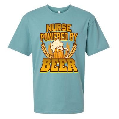 Nurse Powered By Beer Nursing Humor Gift Sueded Cloud Jersey T-Shirt