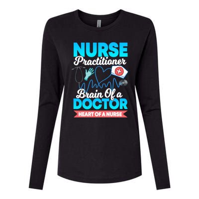 Nurse Practitioner Brain Of A Doctor Heart Of A Nurse Gift Cute Gift Womens Cotton Relaxed Long Sleeve T-Shirt