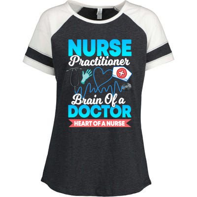 Nurse Practitioner Brain Of A Doctor Heart Of A Nurse Gift Cute Gift Enza Ladies Jersey Colorblock Tee