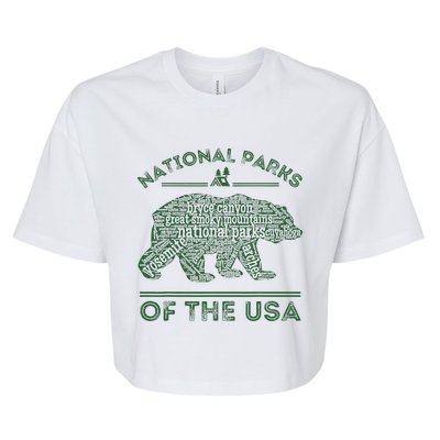 National Parks Bear Hiking Travel Camping Outdoors Retro Usa Bella+Canvas Jersey Crop Tee