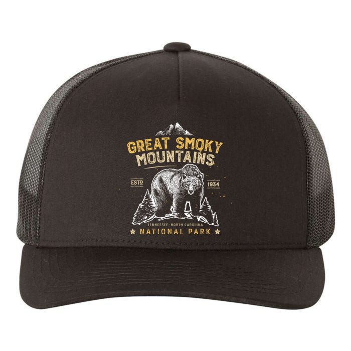 National Park Bear Vintage Great Smoky Mountains Yupoong Adult 5-Panel Trucker Hat