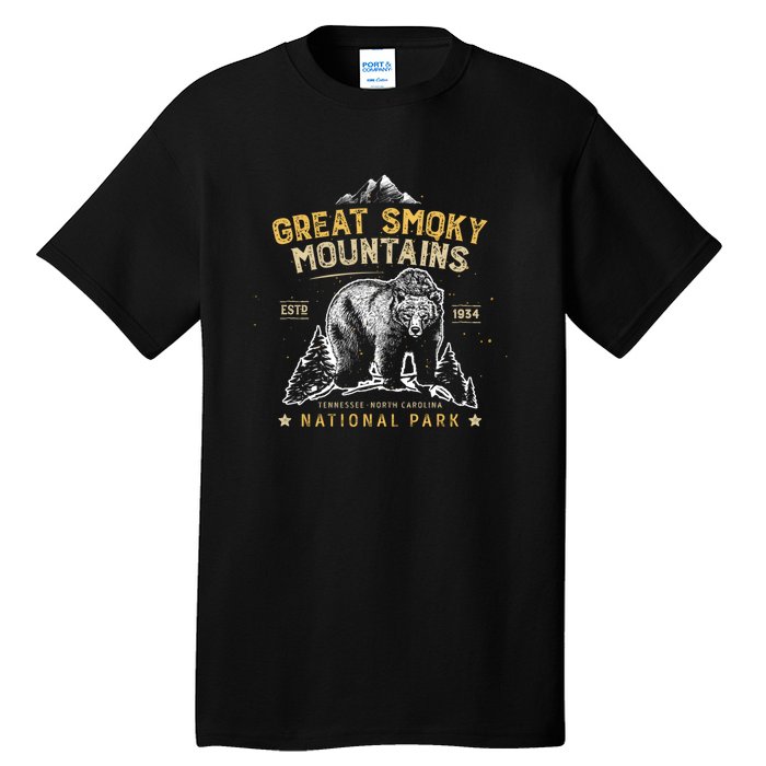 National Park Bear Vintage Great Smoky Mountains Tall T-Shirt