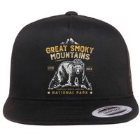 National Park Bear Vintage Great Smoky Mountains Flat Bill Trucker Hat