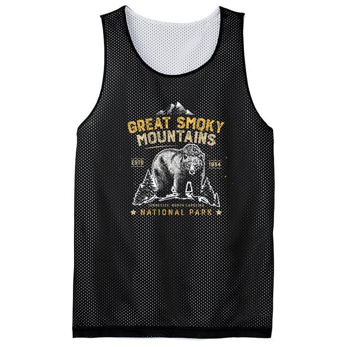 National Park Bear Vintage Great Smoky Mountains Mesh Reversible Basketball Jersey Tank