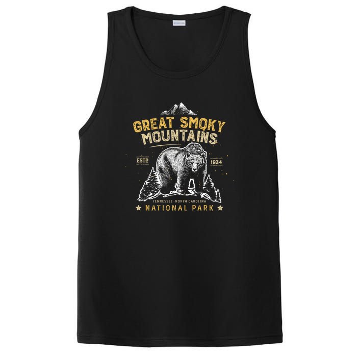 National Park Bear Vintage Great Smoky Mountains PosiCharge Competitor Tank