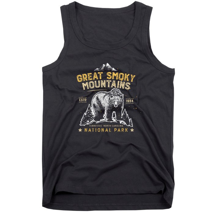 National Park Bear Vintage Great Smoky Mountains Tank Top