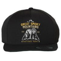 National Park Bear Vintage Great Smoky Mountains Wool Snapback Cap