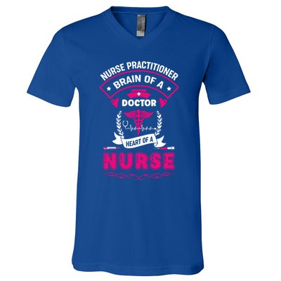 Nurse Practitioner Brain Of A Doctor Heart Of A Nurse Gift V-Neck T-Shirt