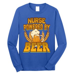 Nurse Powered By Beer Nursing Humor Cool Gift Long Sleeve Shirt