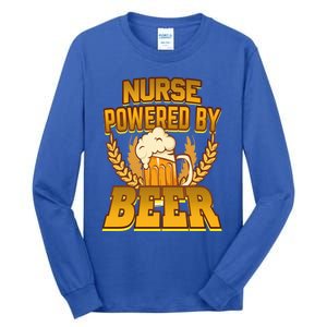 Nurse Powered By Beer Nursing Humor Cool Gift Tall Long Sleeve T-Shirt